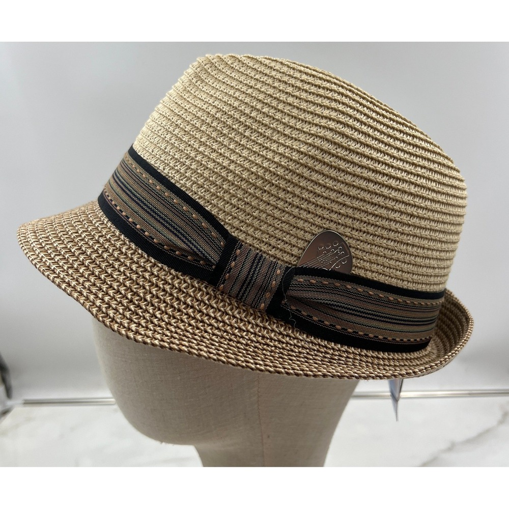 Santana by Carlos Santana Fedora Hat Men's L Natural Tan Brown Guitar Pick NWT
